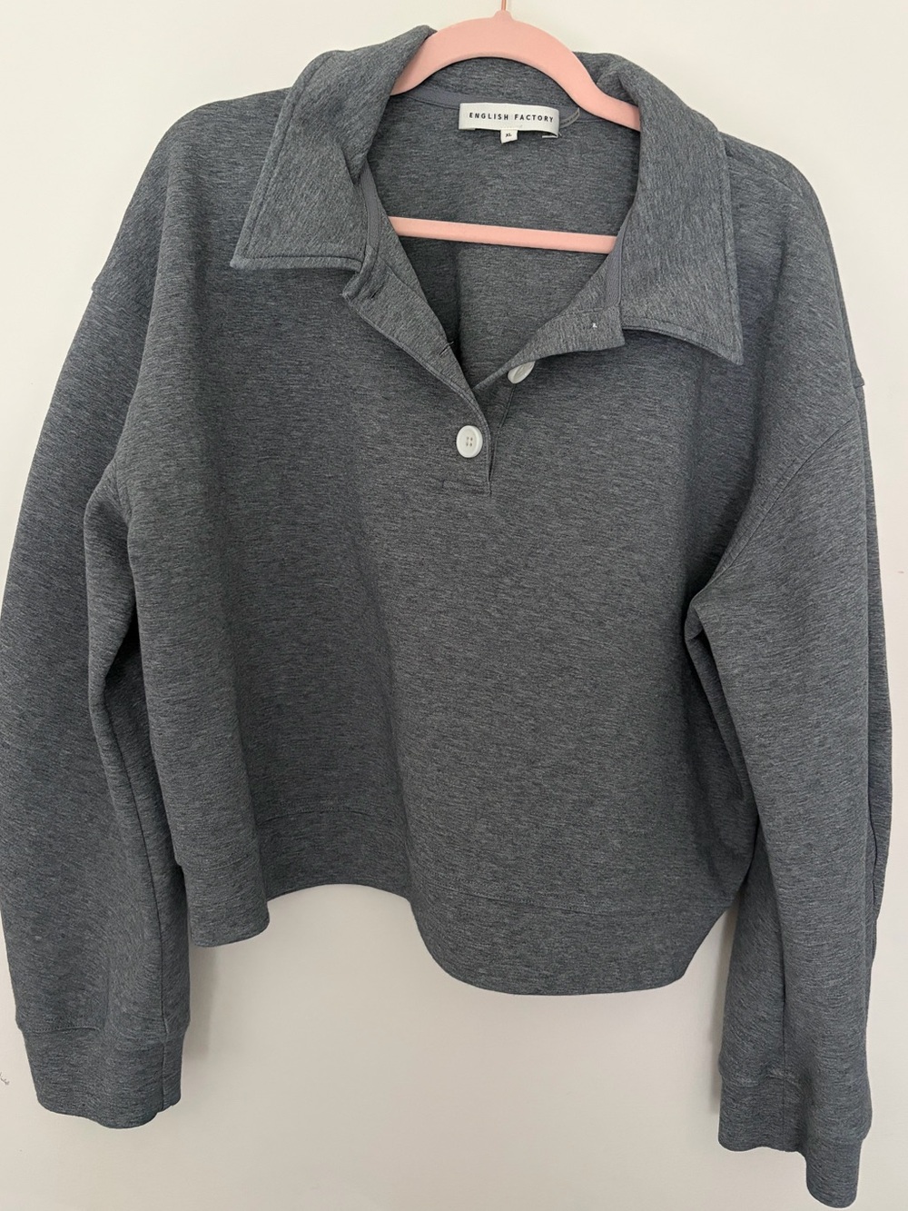English Factory Charcoal Gray Collared Pullover Sweatshirt XL